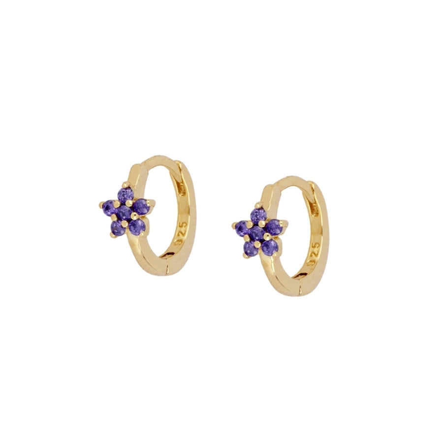 Pendiente Mini Aro Flor Amatista