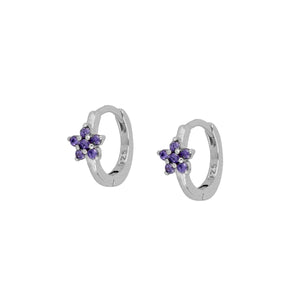 Pendiente Mini Aro Flor Amatista