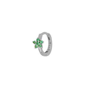 Pendiente Mini Aro Flor Verde