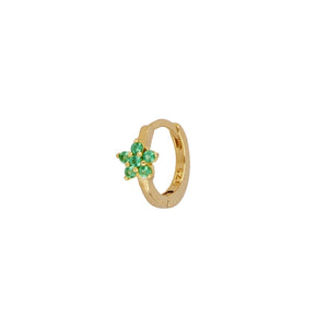 Pendiente Mini Aro Flor Verde