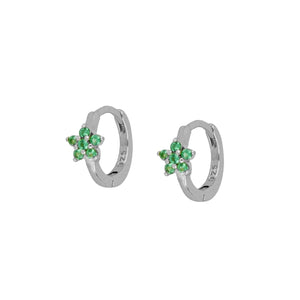 Pendiente Mini Aro Flor Verde