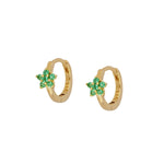 Pendiente Mini Aro Flor Verde