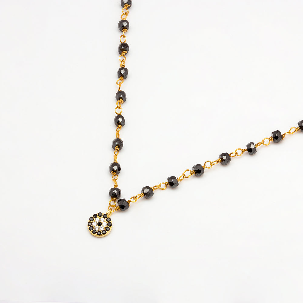 Choker Onyx negro con Roseta de Espinela