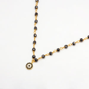 Choker Onyx negro con Roseta de Espinela