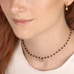 Choker Onyx negro con Roseta de Espinela