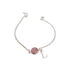 Pulsera con inicial perfilada y Rosa de Francia